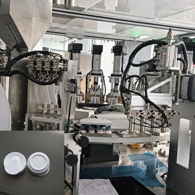 Goede prijs. Automatische Silica Gel Desiccant Cap Filling Sealing Assembly Machine met Desiccant Supply Bin die Desiccant kan beschermen tegen vocht en vervuiling online